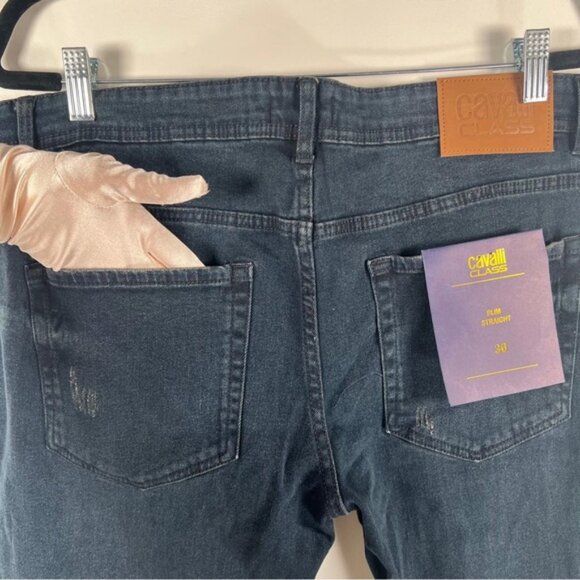 NWT CAVALLI CLASS SLIM STRAIGHT Distressed Jeans OXJ211 DS028 Size 36X30‎ - Picture 10 of 13